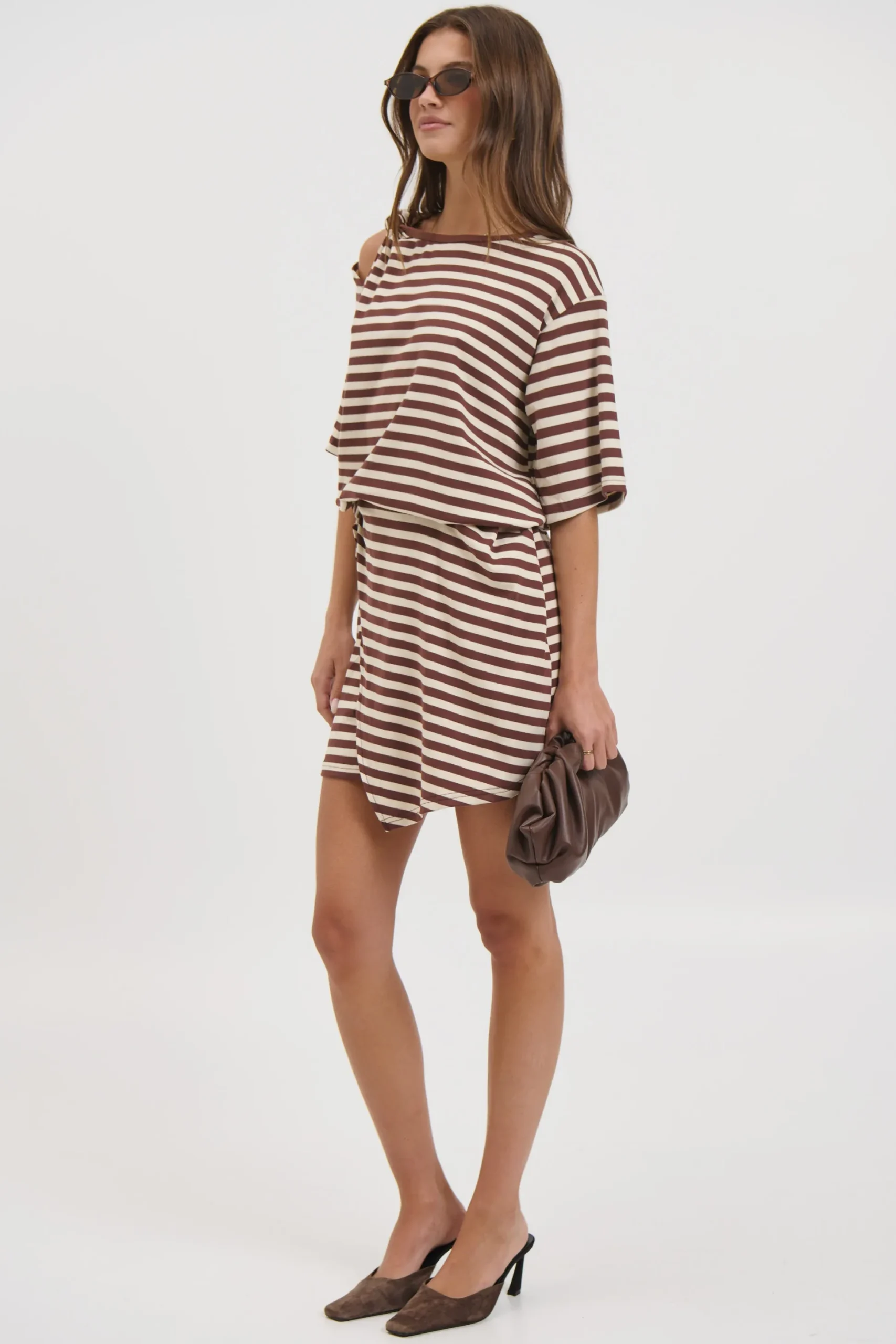 Anastasia Tee Dress Chocolate Stripe