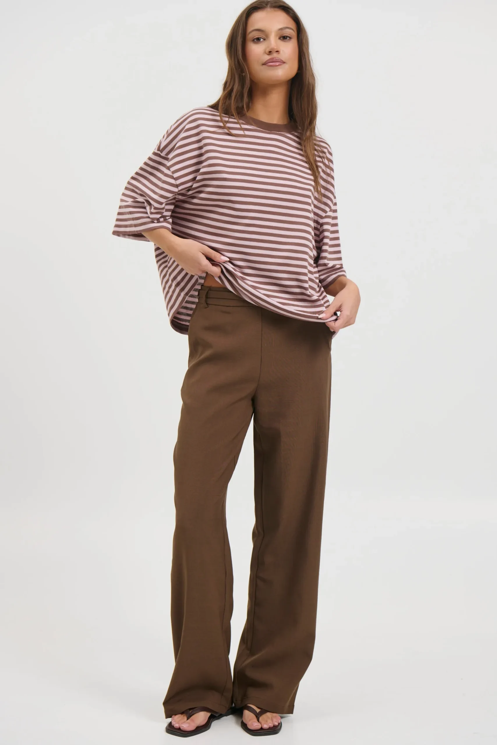 Bloom Short Sleeve Chocolate Blush Stripe