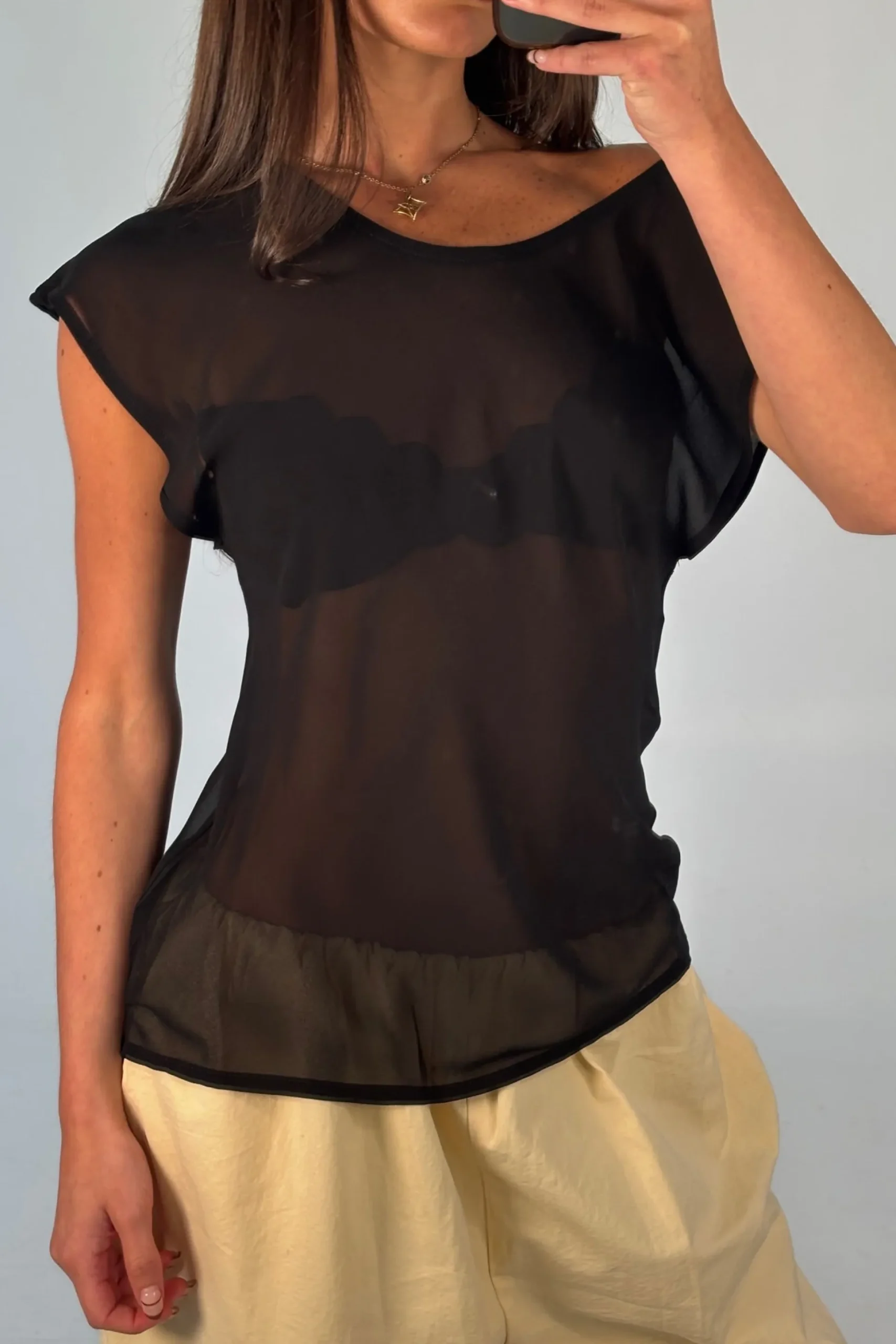Camille Sheer Top Black