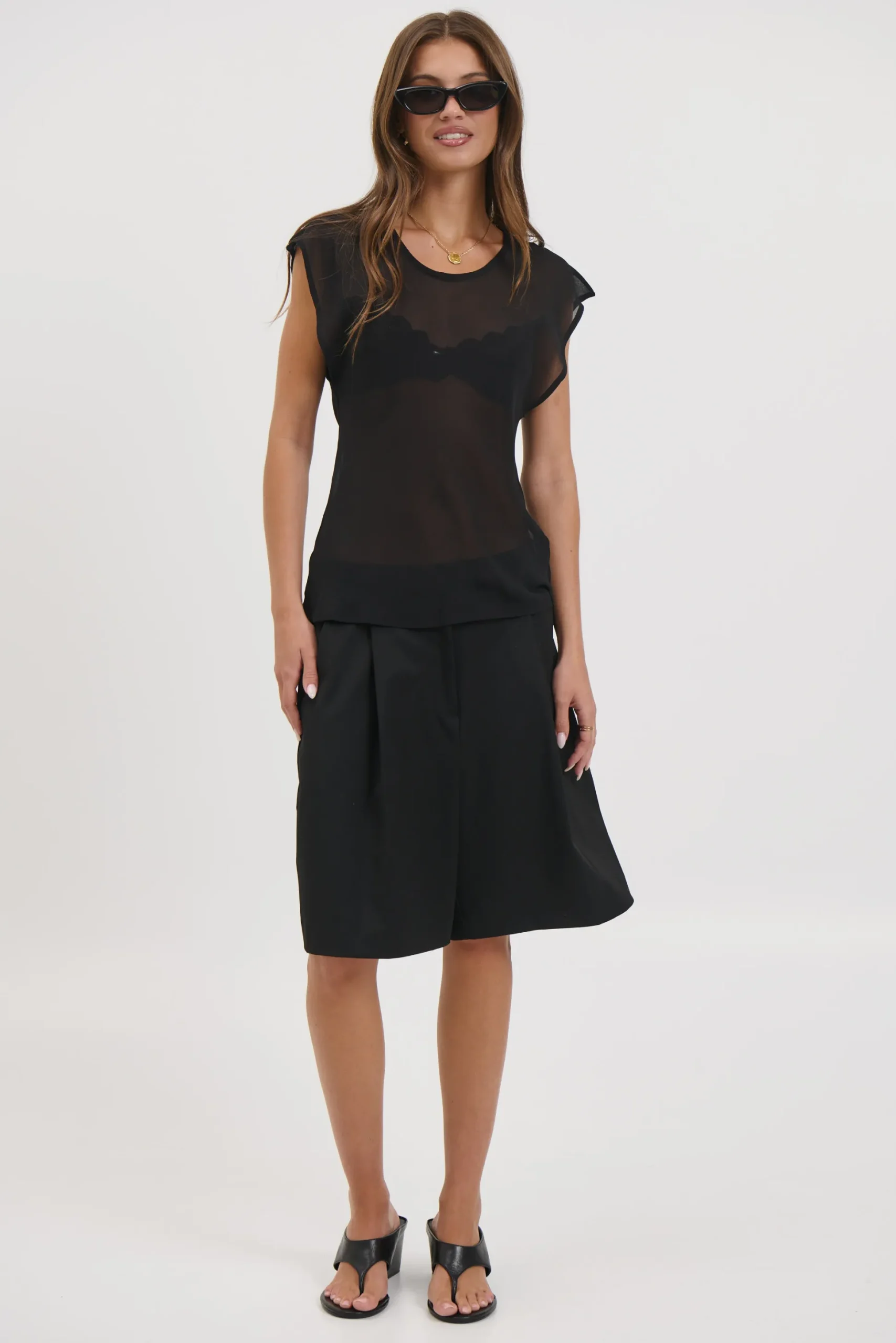 Camille Sheer Top Black