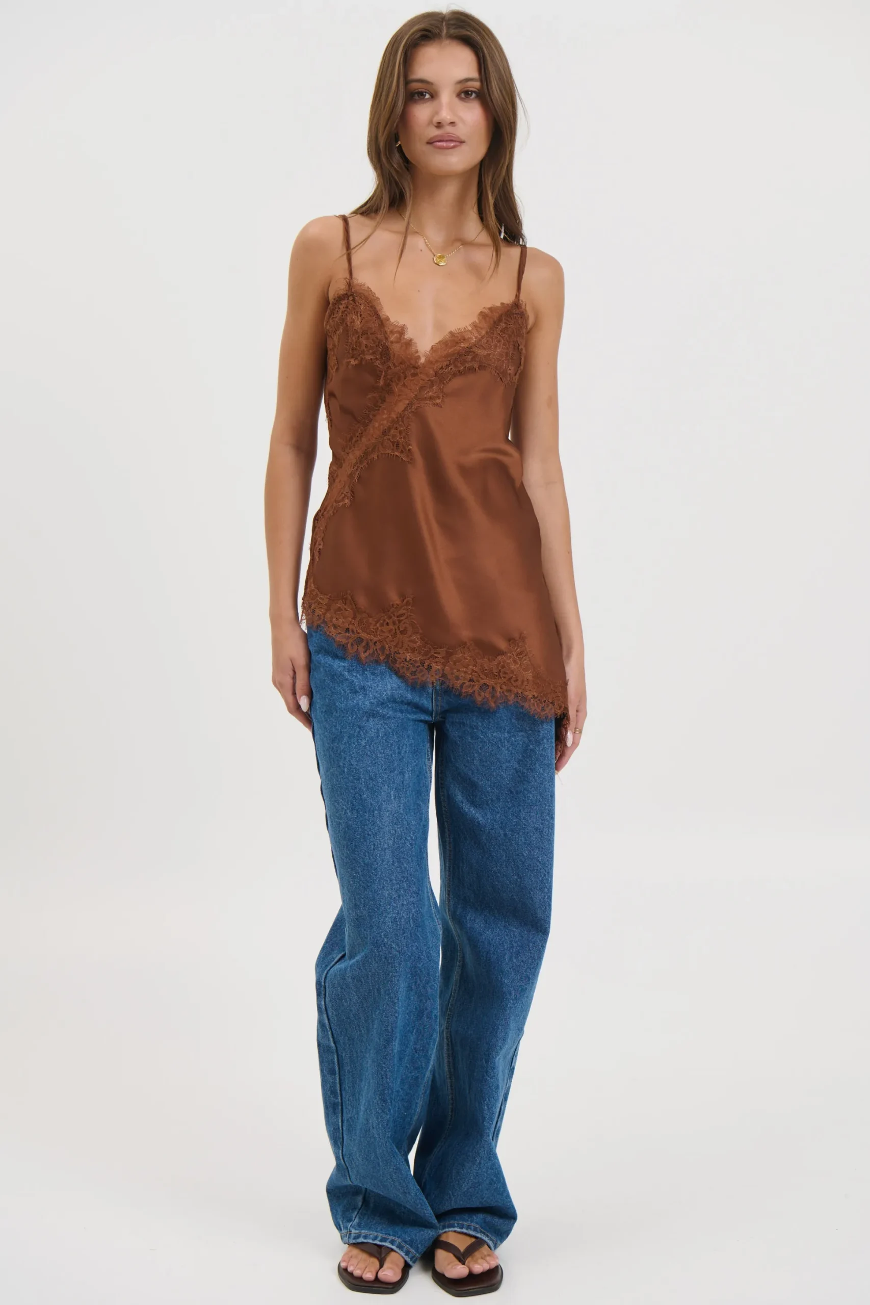 Chrishell Lace Cami Chocolate
