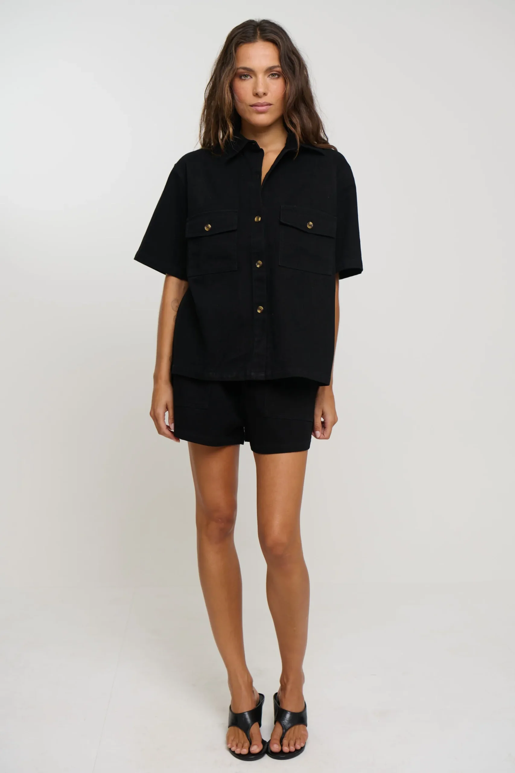 Delaney Denim Set Black