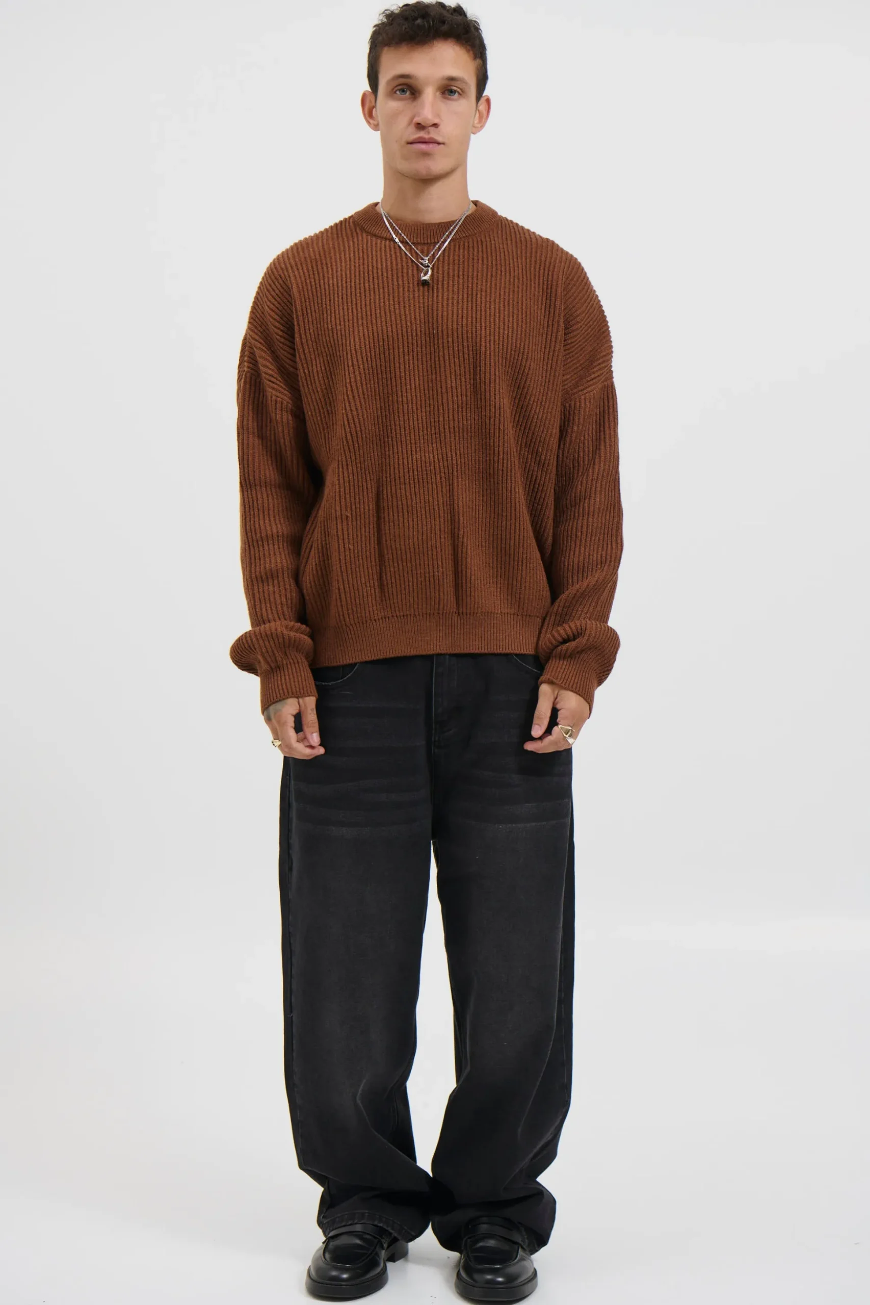 Drop Sleeve Heavy Knit Choc