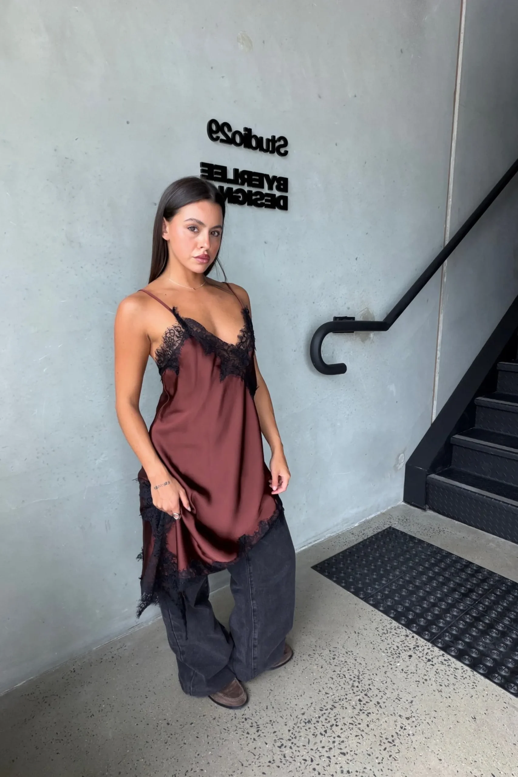 Electra Lace Dress Chocolate