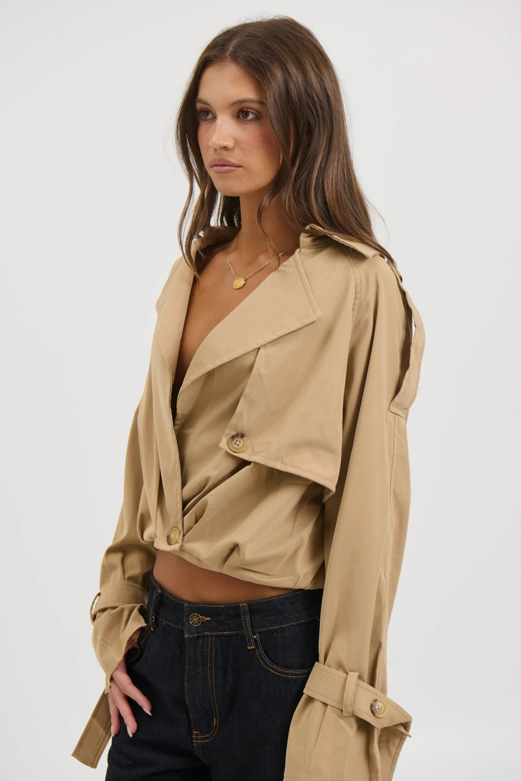 Elvira Cropped Trench Beige
