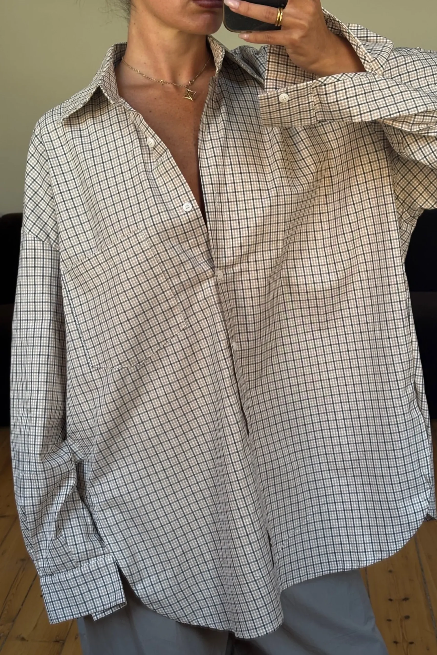 Emina Check Shirt Beige