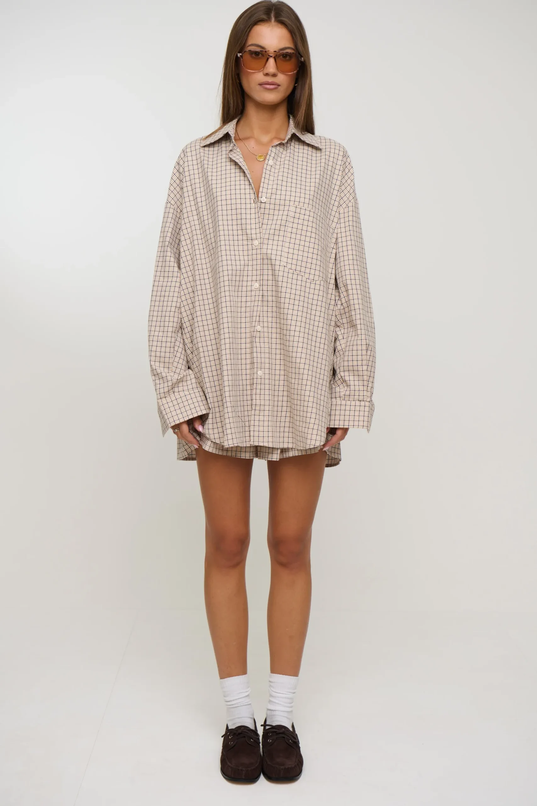 Emina Check Shirt Beige