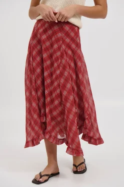 Iggy Midi Skirt Red