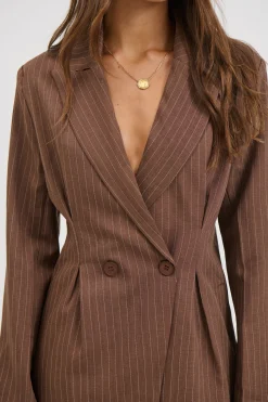 Kassandra Pinstripe Set Chocolate