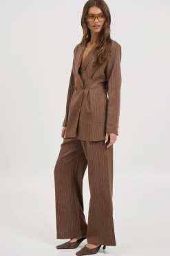 Kassandra Pinstripe Set Chocolate