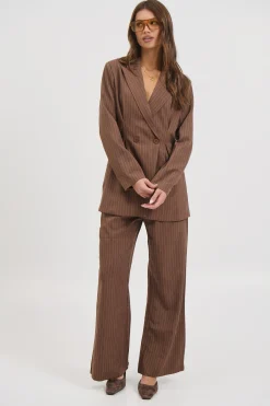 Kassandra Pinstripe Set Chocolate