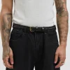Leather Belt Thin Weave Black