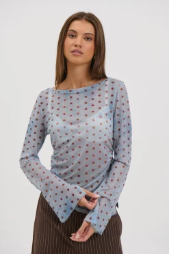 Lina Sheer Top Blue