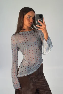 Lina Sheer Top Blue