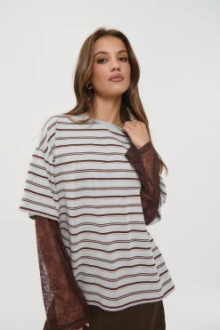 Micca Lace Tee Grey