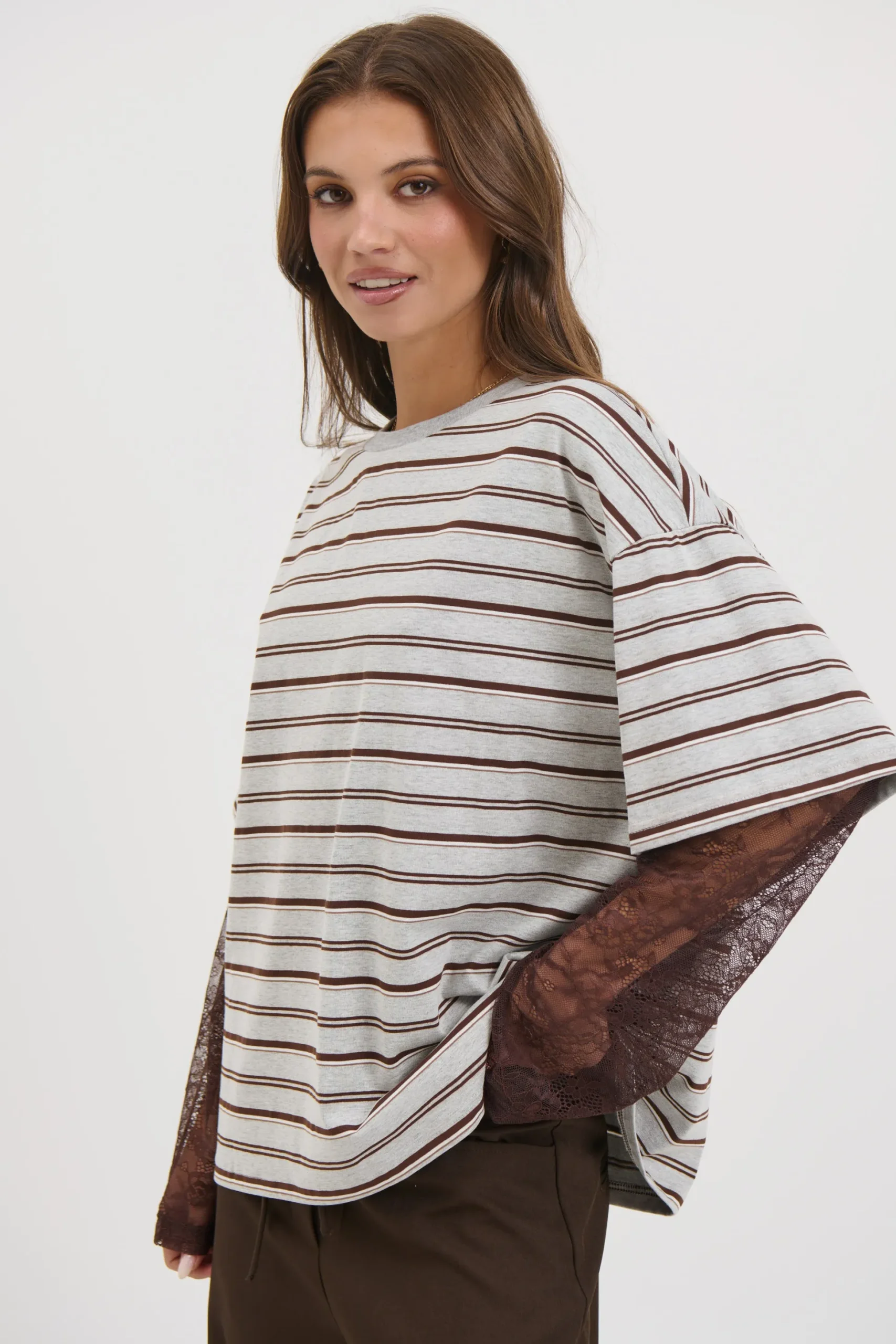 Micca Lace Tee Grey