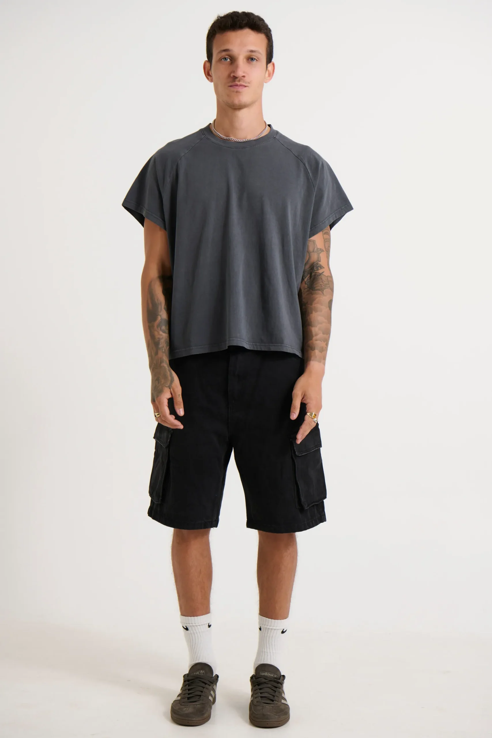 Neil Cargo Denim Short Black