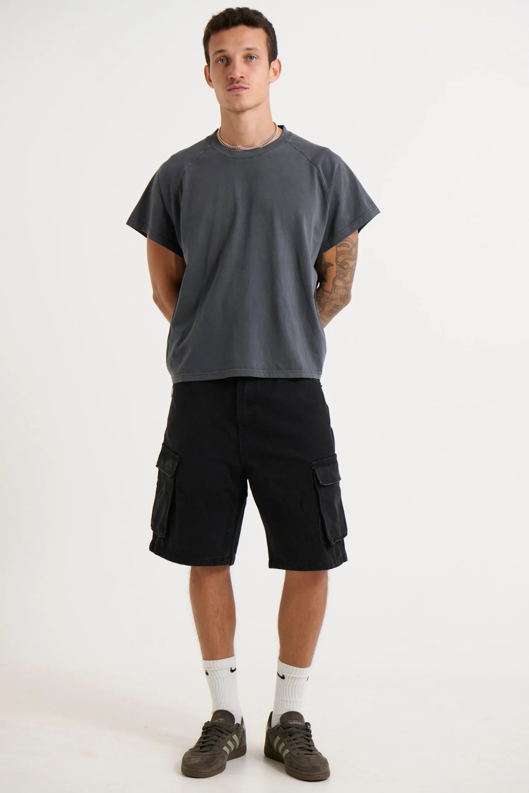 Neil Cargo Denim Short Black