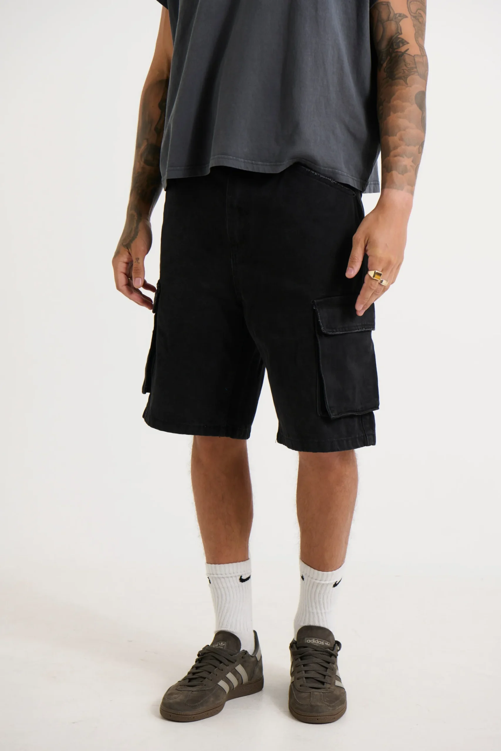 Neil Cargo Denim Short Black