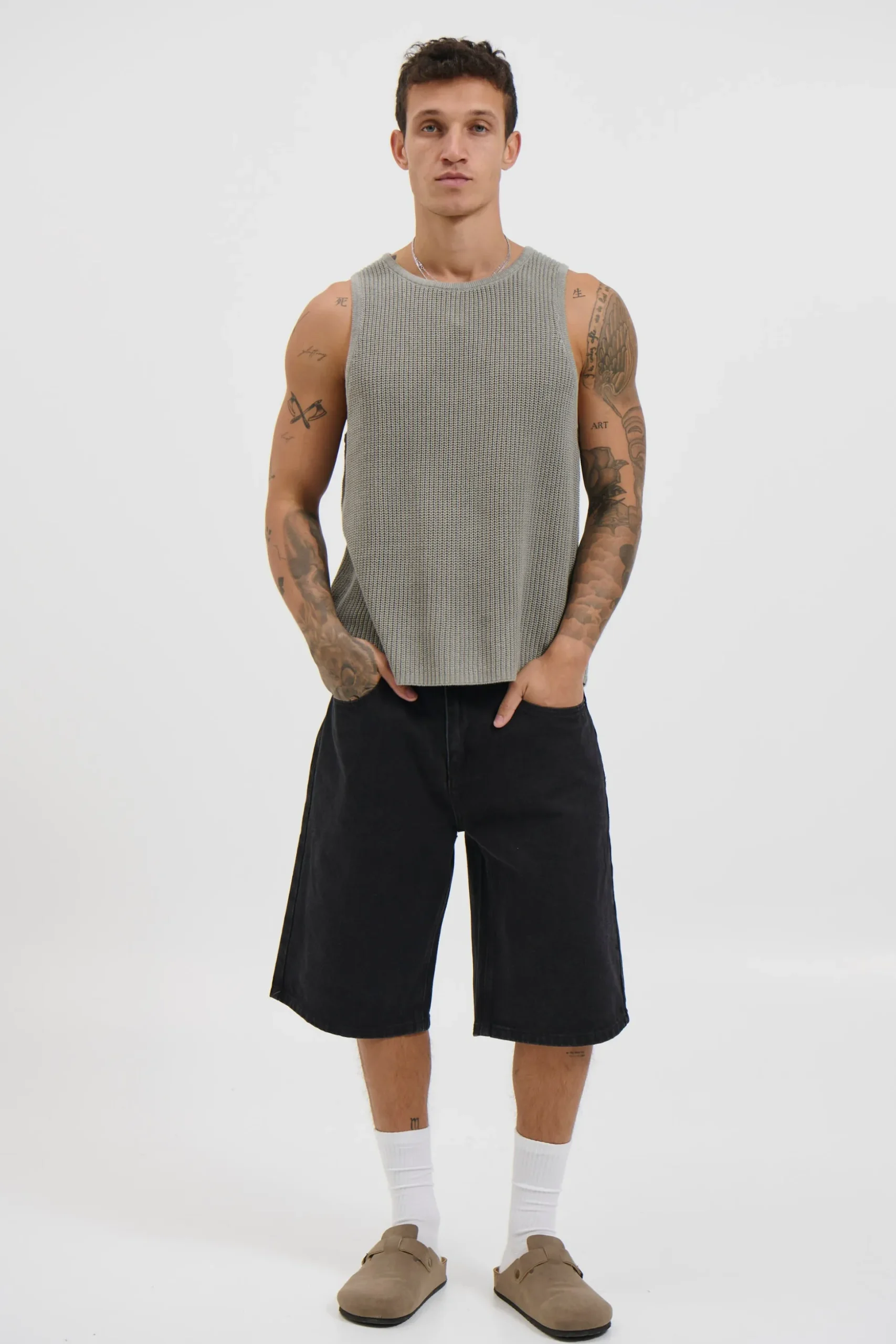 NTH Chunky Knit Tank Dark Grey