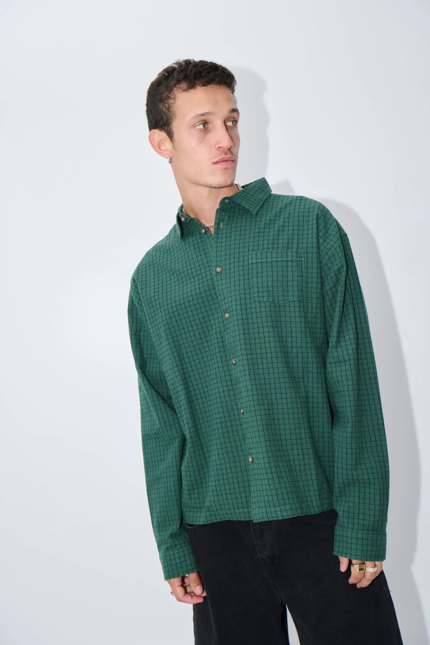 NTH Long Sleeve Check Shirt Army