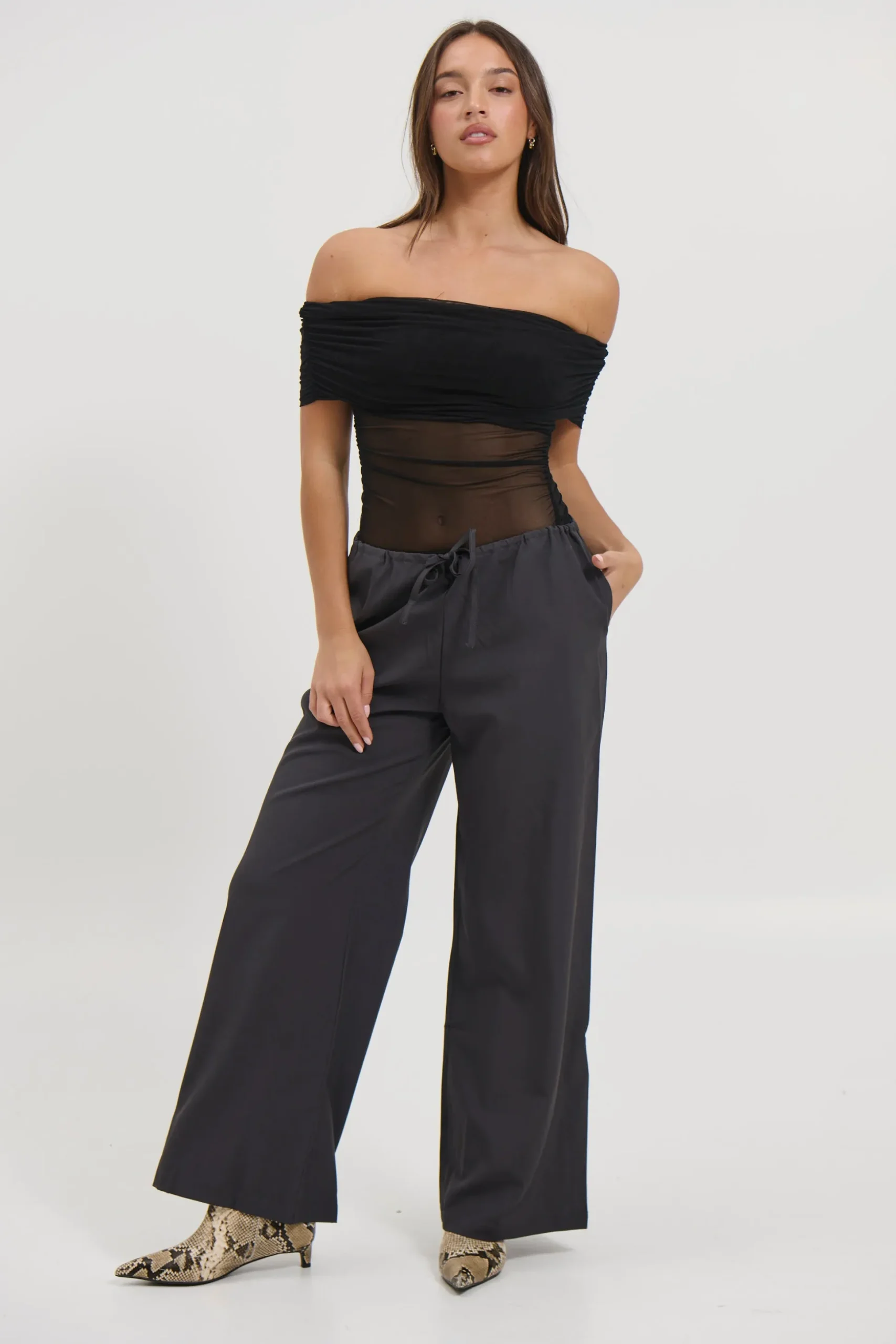 Penny Mesh Bodysuit Black