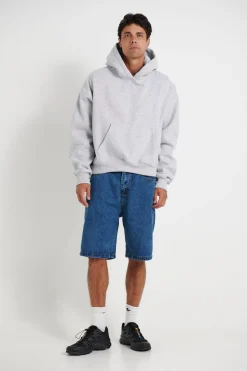 Roman Cropped Drop Hoodie Grey