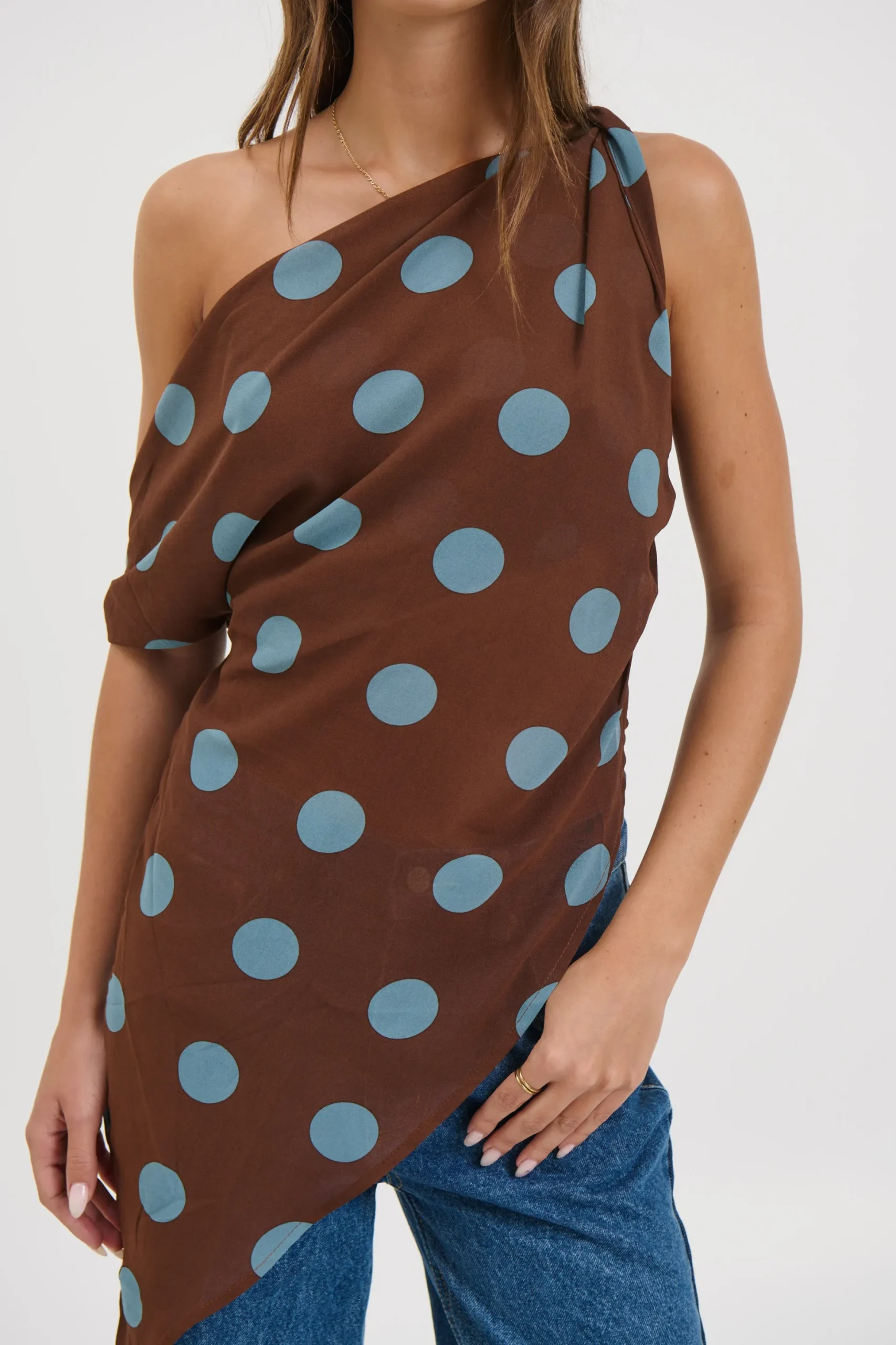 Shay Asymmetrical Top Chocolate