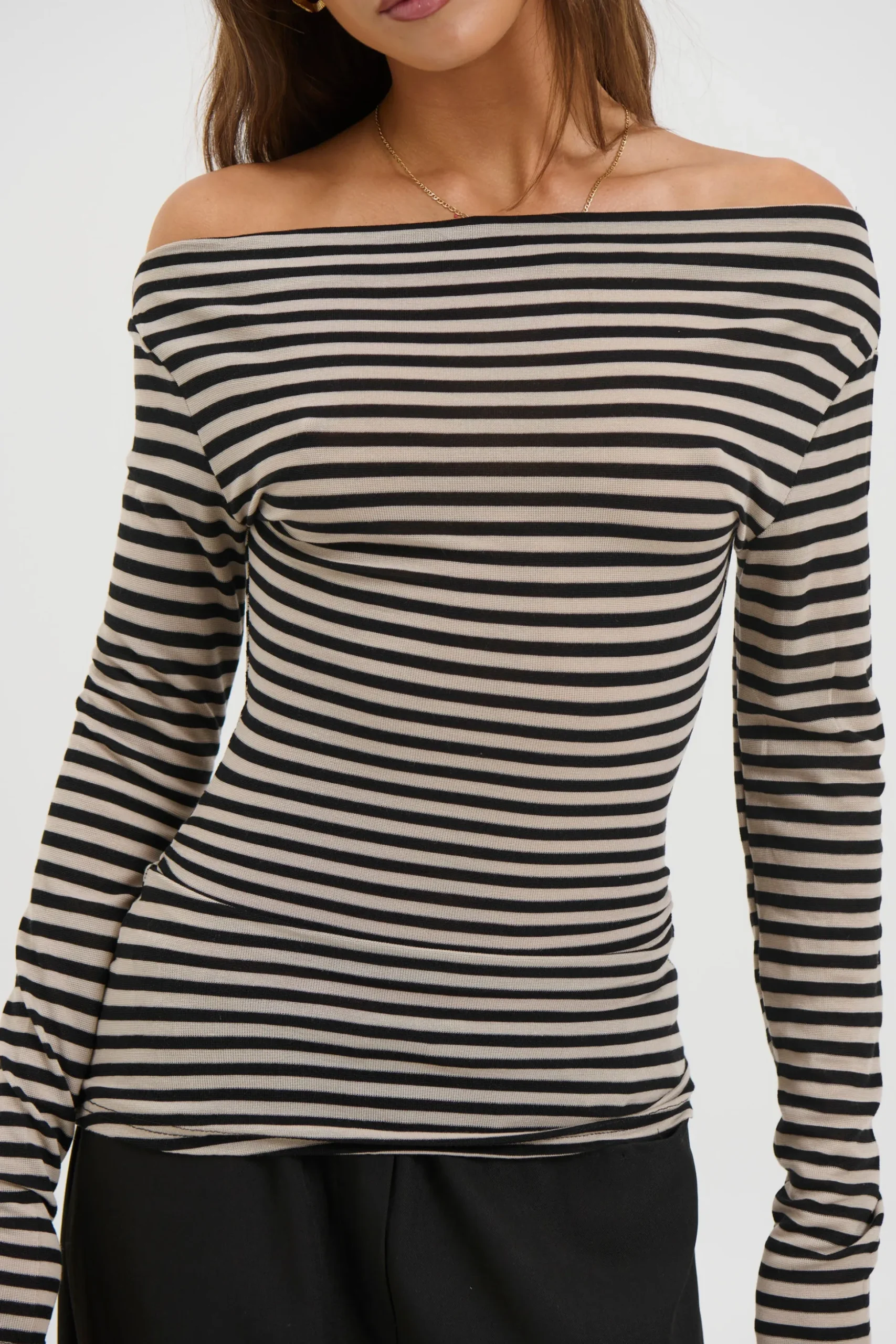 Steffani Long Sleeve Beige Stripe