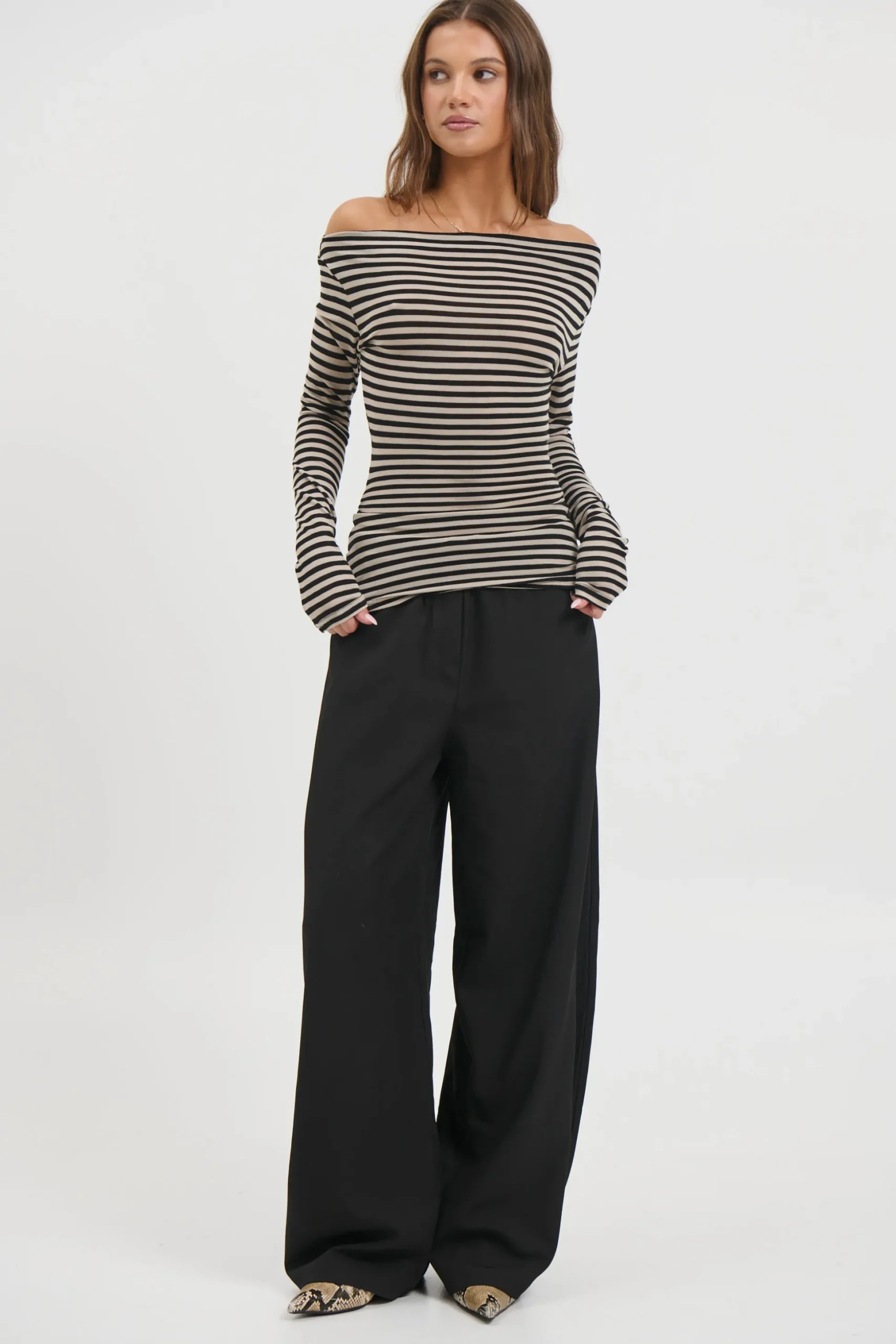 Steffani Long Sleeve Beige Stripe