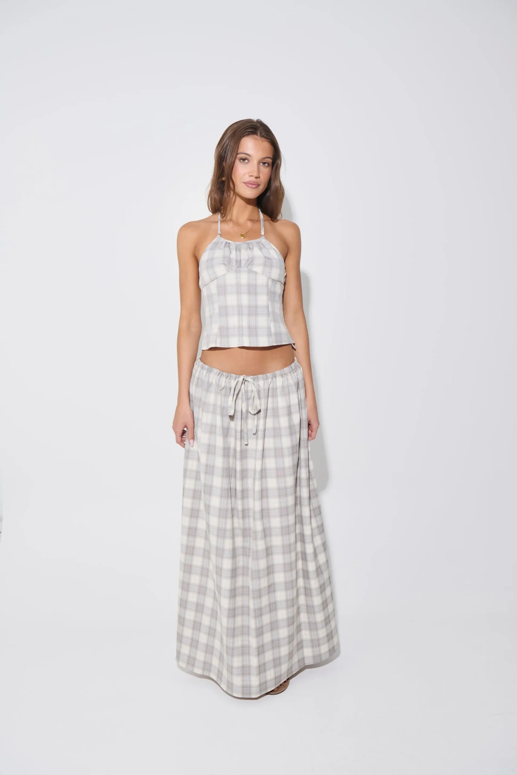 Sweet Escape Cami Smoke Plaid