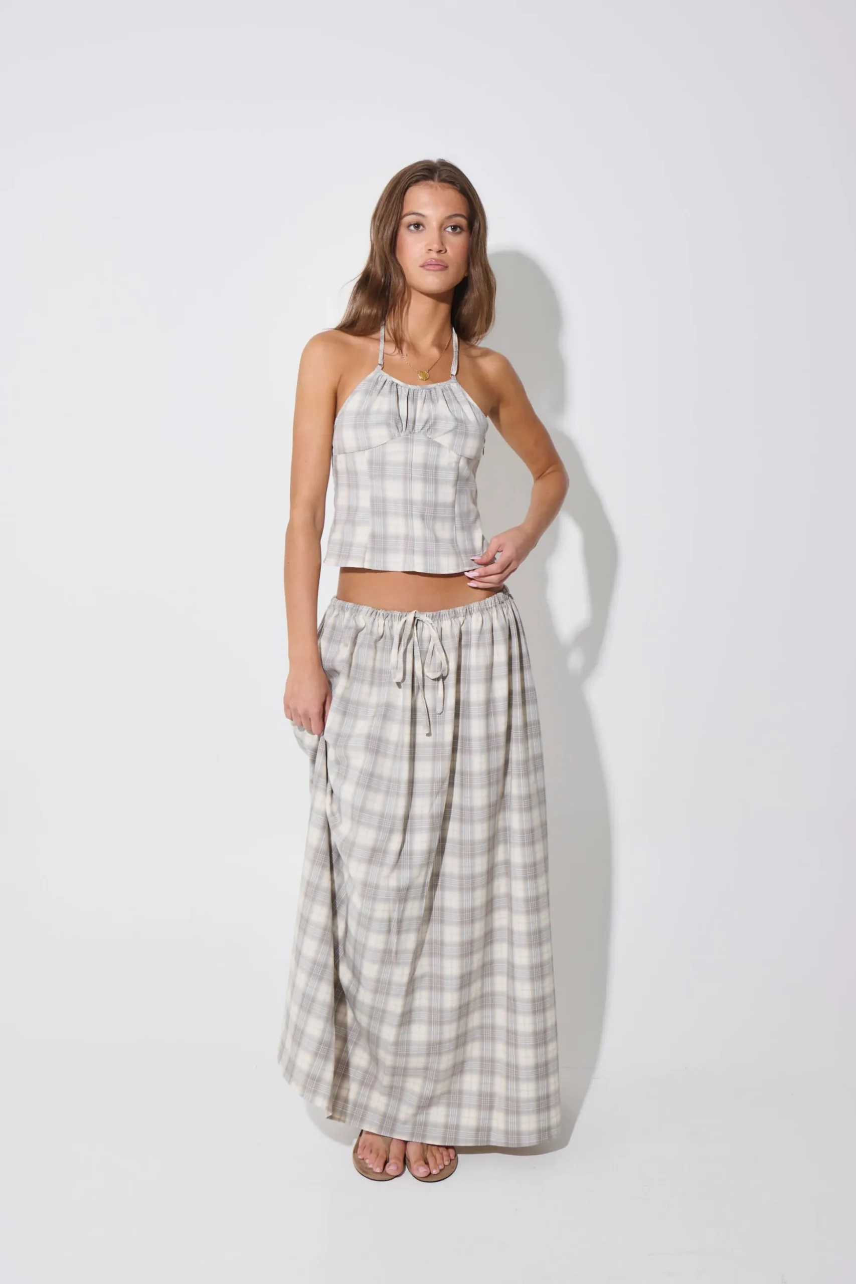 Sweet Escape Cami Smoke Plaid