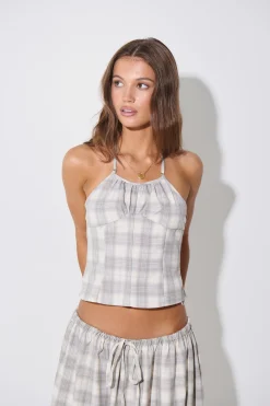 Sweet Escape Maxi Skirt Smoke Plaid