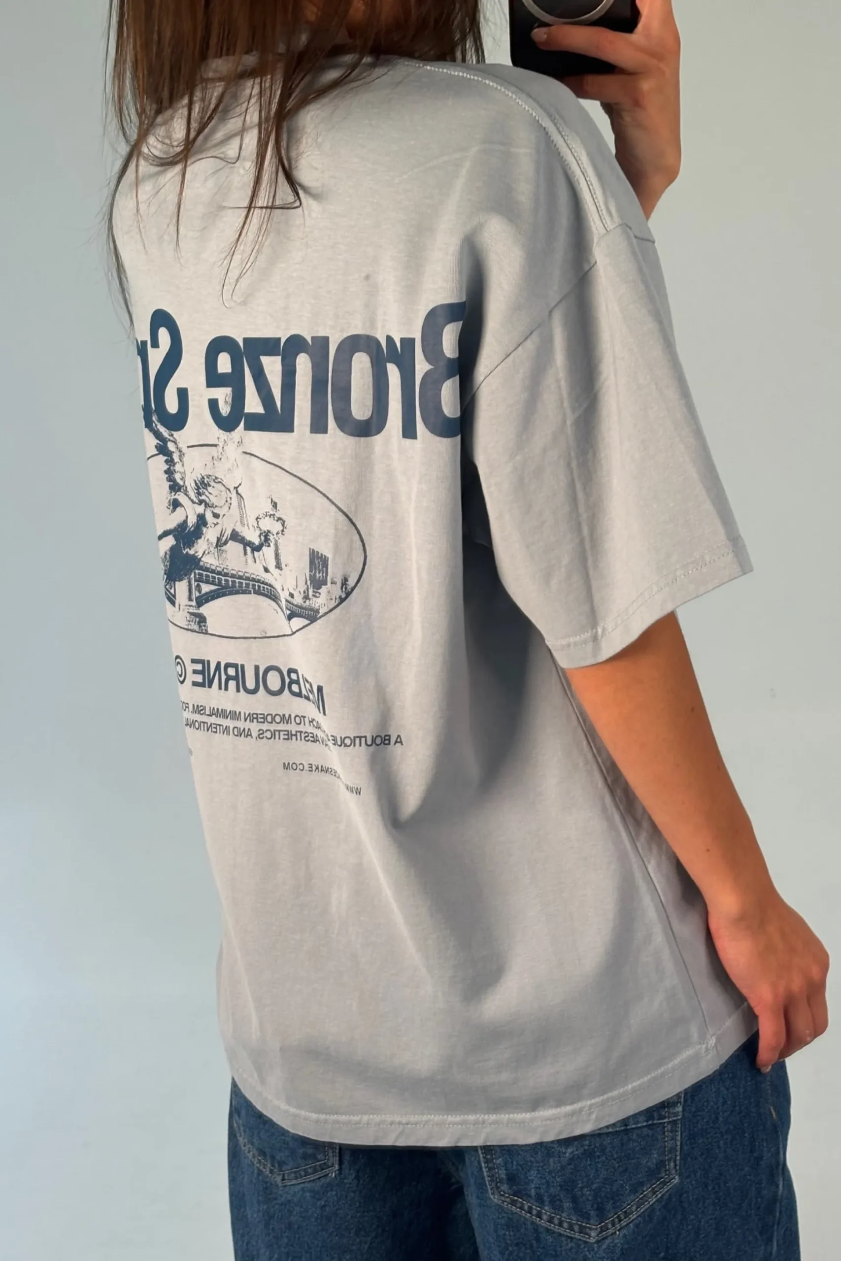 Unisex Bronze Snake Melb Tee Baby Blue