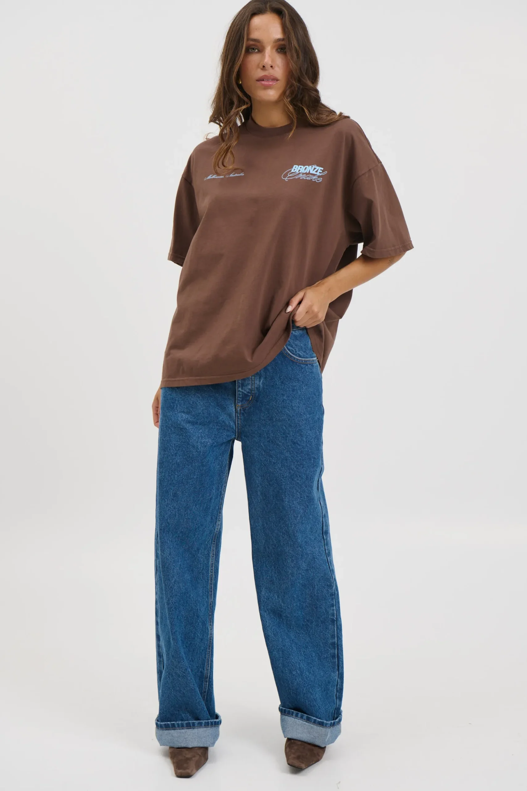 Unisex Bronze Snake Signature Tee Choc