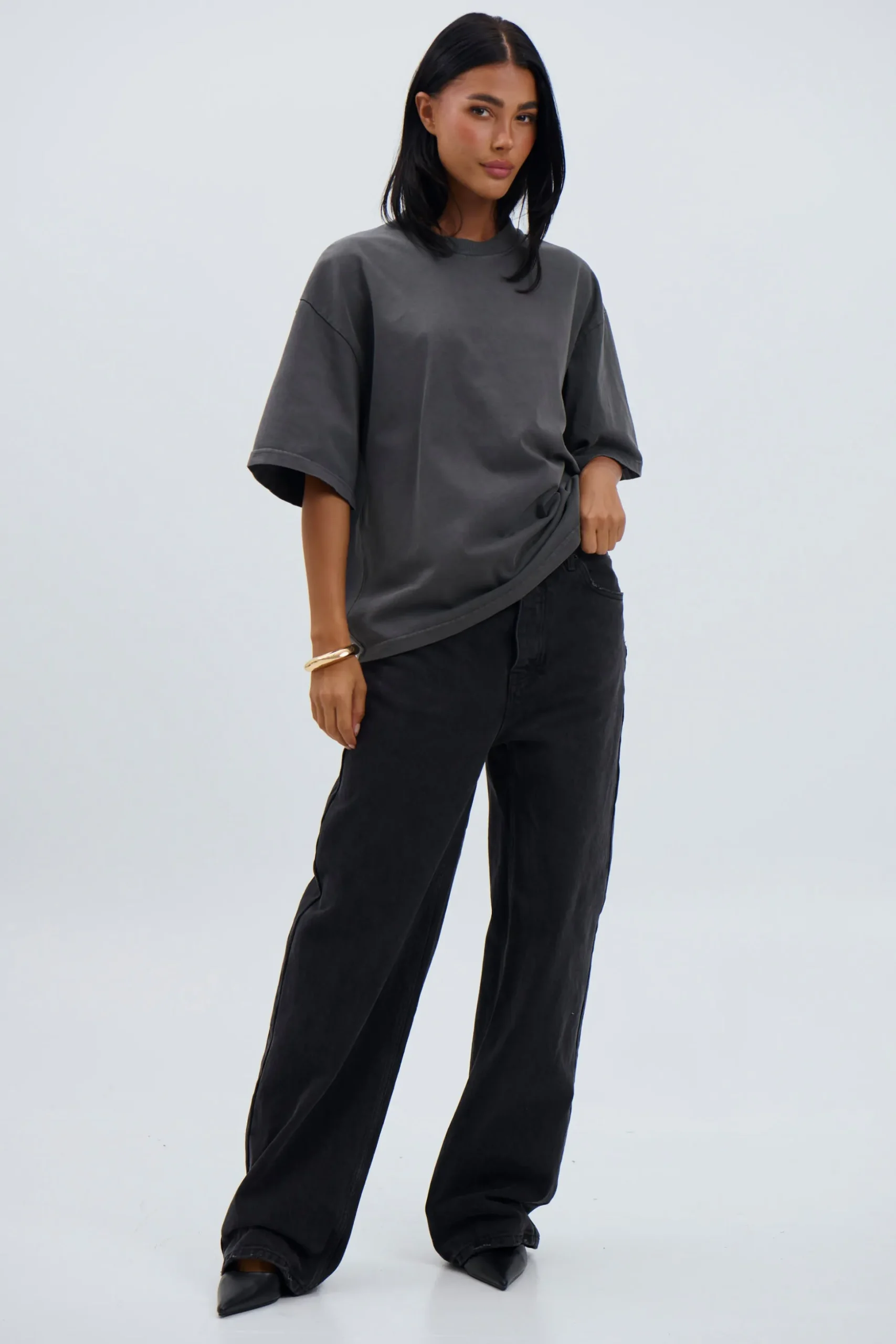 Unisex Emmett Box Tee Charcoal