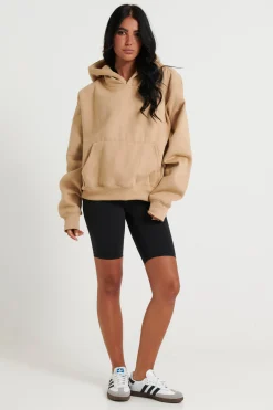 Unisex Roman Cropped Drop Hoodie Stone