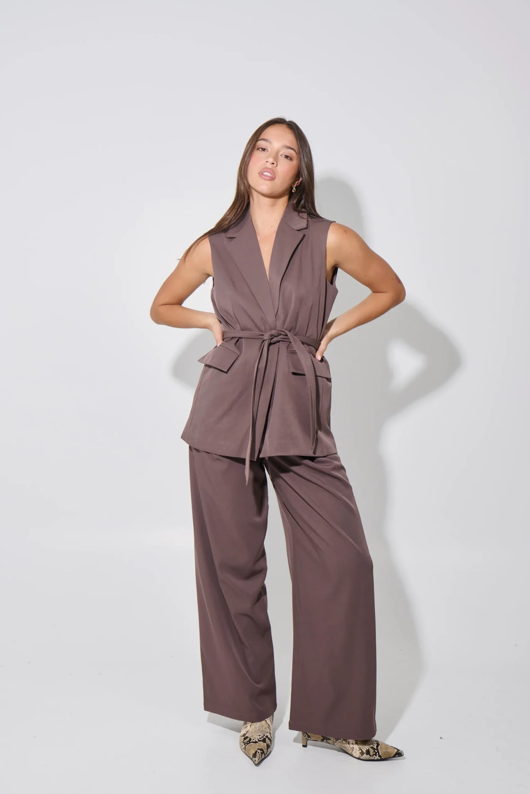 Vance Sleeveless Blazer Chocolate