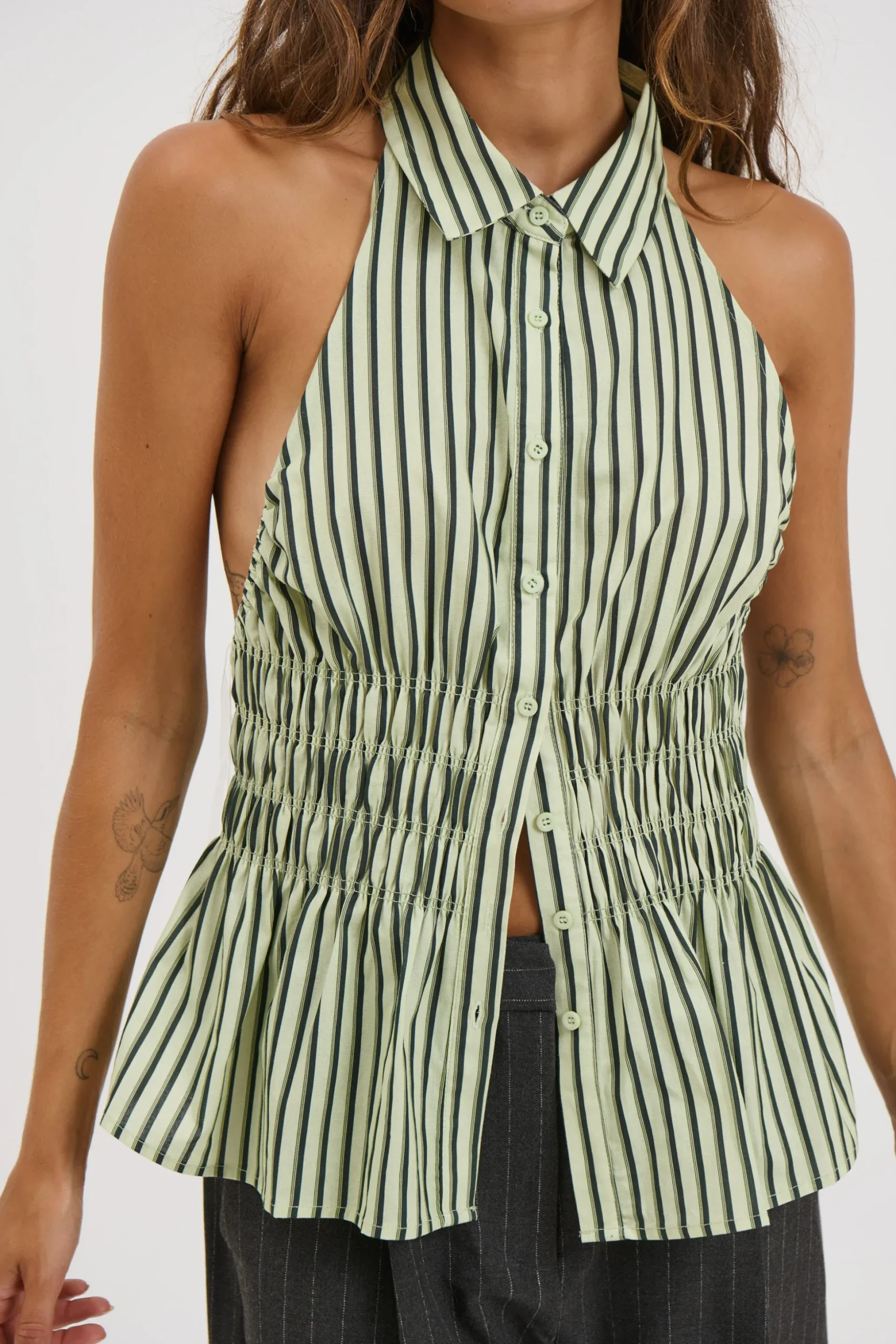 Vine Sleeveless Shirt Matcha